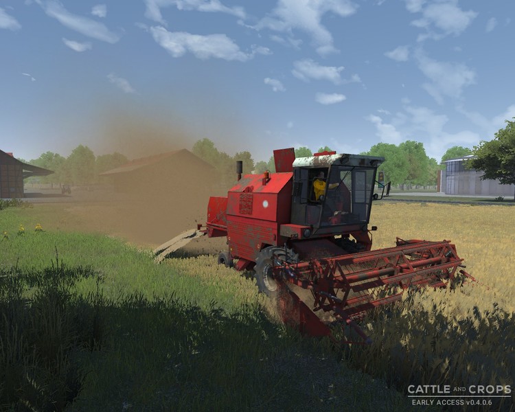 Картинка мода Bizon Rekord Z058 и жатка / ReVO26 в игре Cattle and Crops.