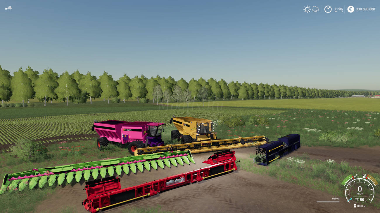 Картинка мода Tribine T1000 и жатки / Smiga в игре Farming Simulator 2019
